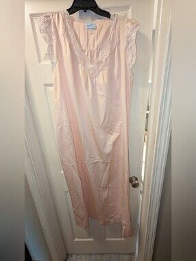 Women's Lace-Trim Satin Nightgown - Light Pink, Size 1x-2x